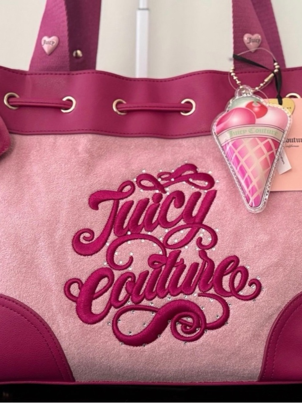 Juicy Couture Pink & Fuchsia Logo Tote with Ice Cream Charm